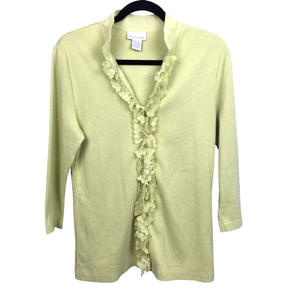 Soft Surroundings Romantic Casual Luxury Feminine Cascading Ruffle Dainty Top L
